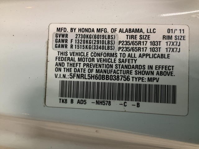 2011 HONDA ODYSSEY UNKNOWN