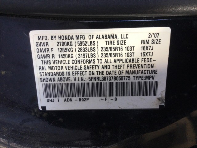 2007 HONDA ODYSSEY EX-L W/ DVD