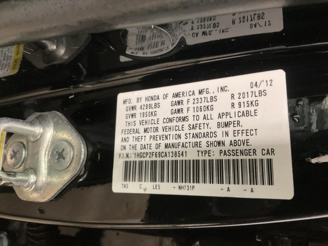 2012 HONDA ACCORD SE SEDAN AT