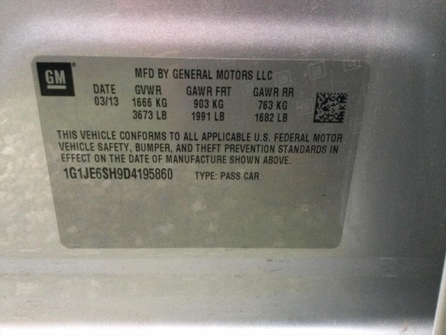 2013 CHEVROLET SONIC LTZ AUTO 5-DOOR