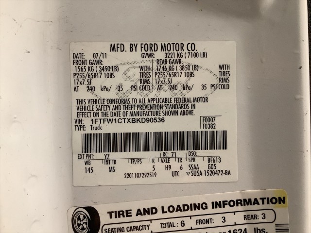 2011 FORD F-150 XLT SUPERCREW 5.5-FT. BED 2WD