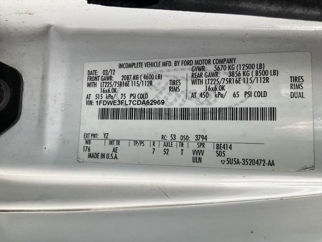 2012 FORD ECONOLINE E-350 SUPER DUTY