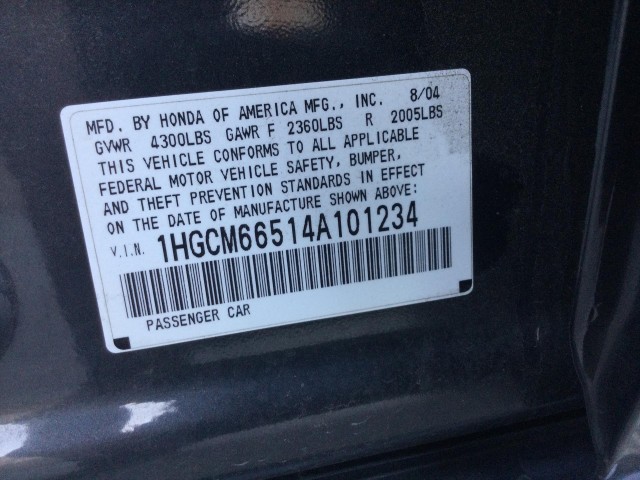 2004 HONDA ACCORD EX V-6 SEDAN AT WITH XM RADIO