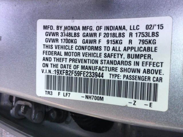2015 HONDA CIVIC LX SEDAN CVT
