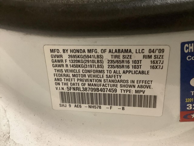 2009 HONDA ODYSSEY EX-L W/ DVD