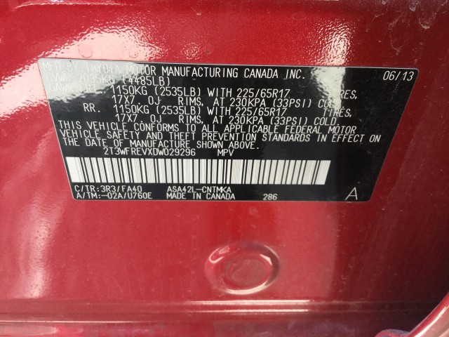 2013 TOYOTA RAV4 XLE FWD