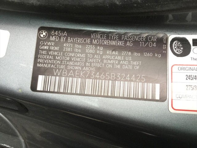 2005 BMW 6-SERIES 645CI CONVERTIBLE